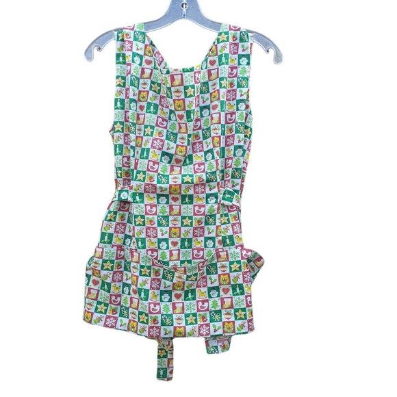 VTG Christmas Print Apron with Pockets Tie Back One Size Average Teen Adult - Picture 5 of 6